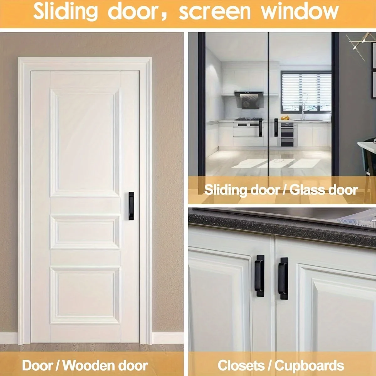 Aluminum Alloy Drill-free Handle Glass Sliding Door Window Drawer Wardrobe Push-pull Bathroom Sticker Door Handles
