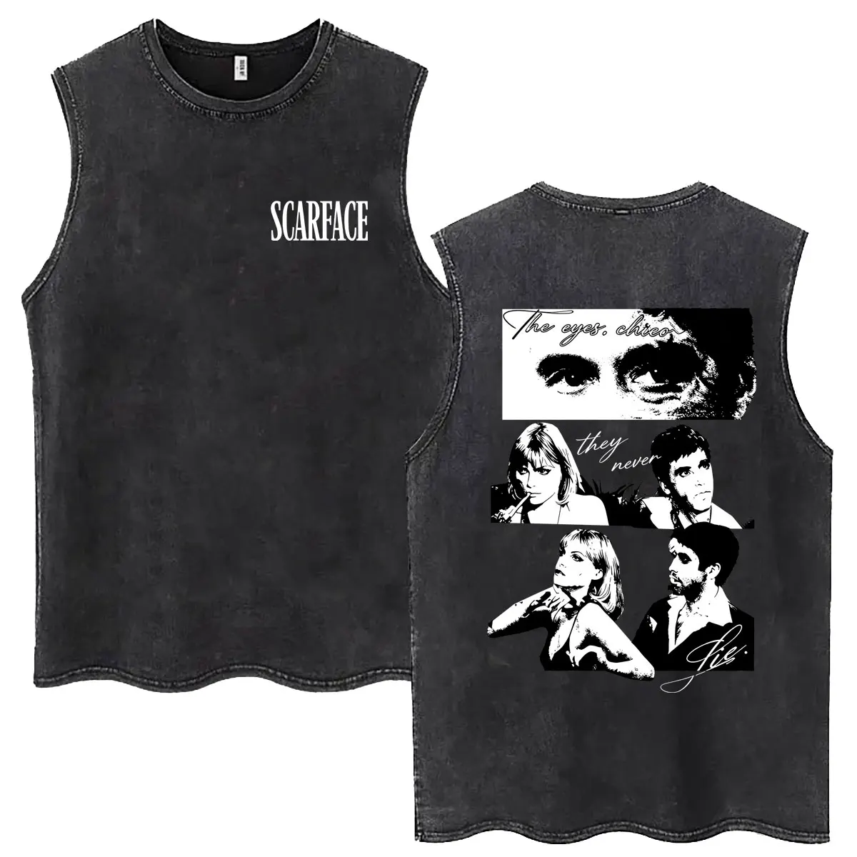 90s Classic Gangsters Movie Scarface Vintage Washed Tank Tops Tony Montana Al Pacino Sleeveless T-shirts Men Oversized T Shirt