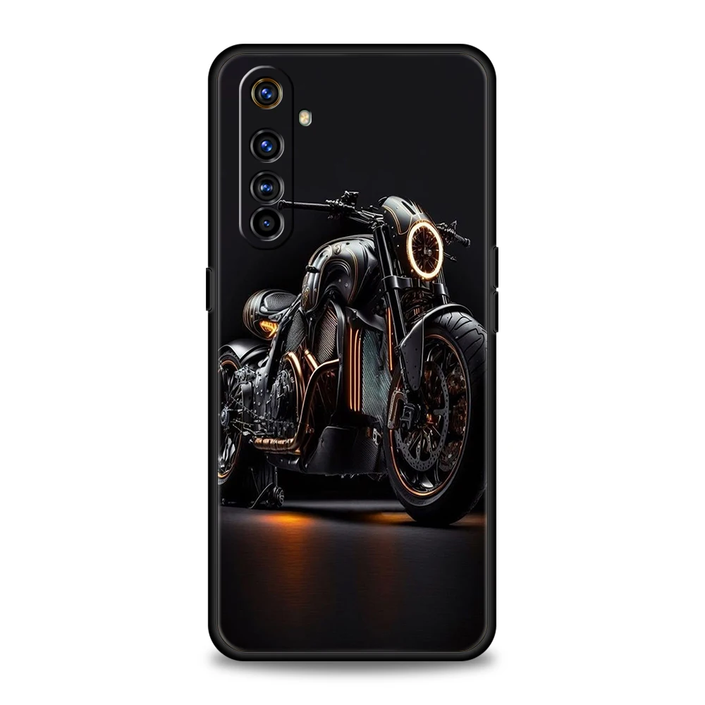 Motorcycle Phone Case for Realme 8 9 Pro Plus 8i 9i 6 7 GT2 C21 C25 C3 C11 11 Pro 5G Plus Shockproof Silicone Shell Fundas Bags