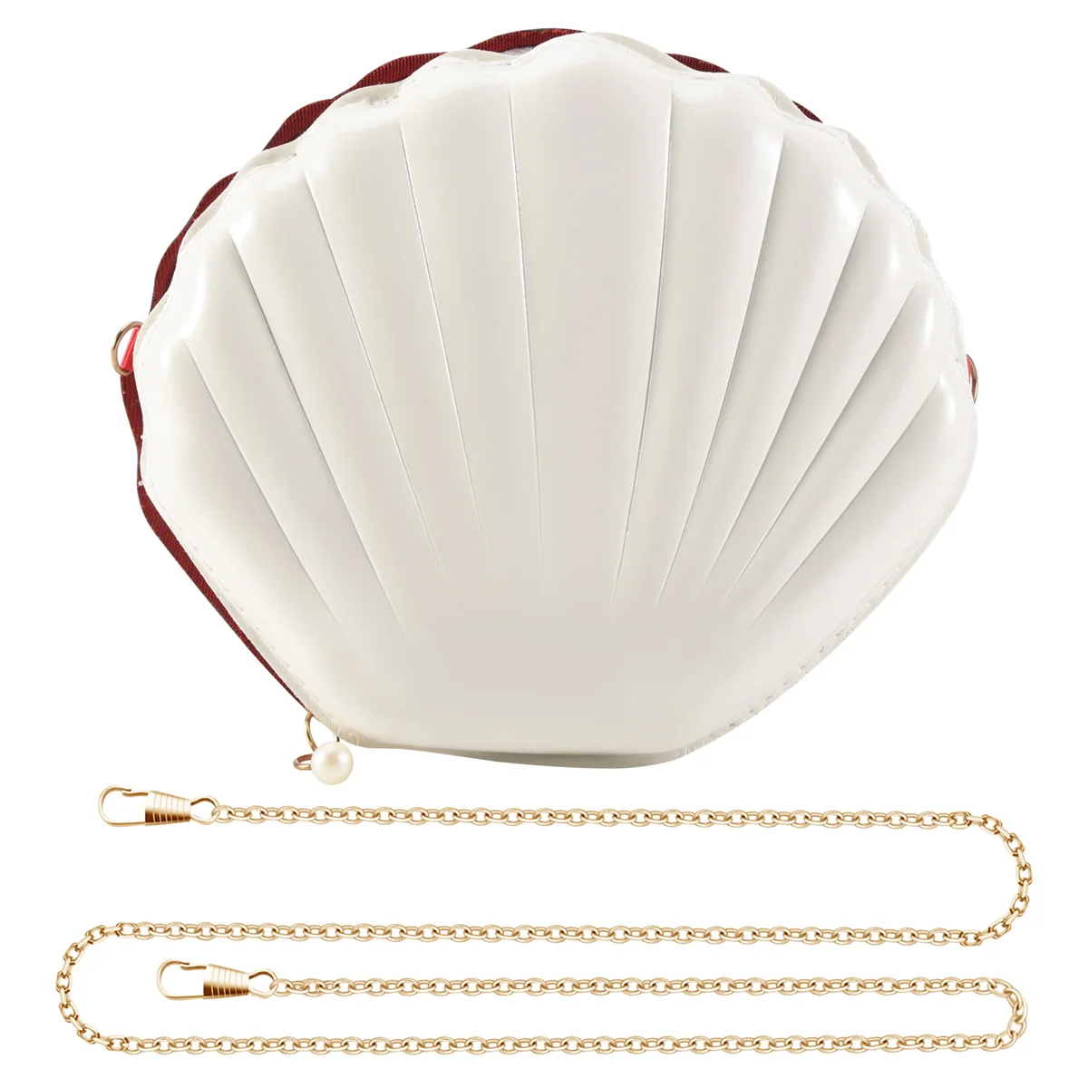 

HOT AC18 Women Girls Little Mermaid Seashell Purse -Body Shoulder Bags Glitter Sequins Chain Evening Purse, White