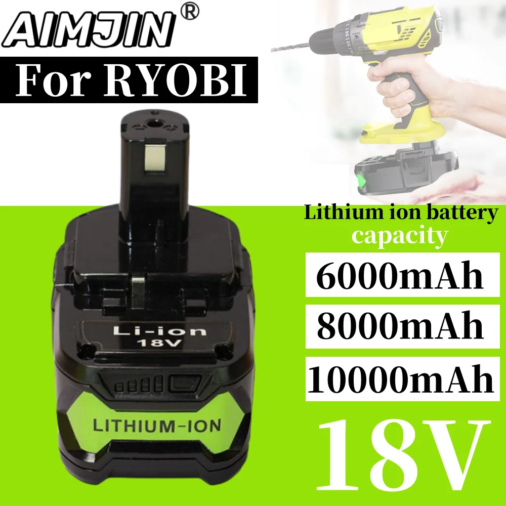 

P108 6.0Ah-10.0Ah 18V Li Ion Rechargeable Battery for Ryobi ONE+ P104 P105 P107 P106 RB18L50 RRS1801M R18CS7-0 BPL1820 R18IW3-0