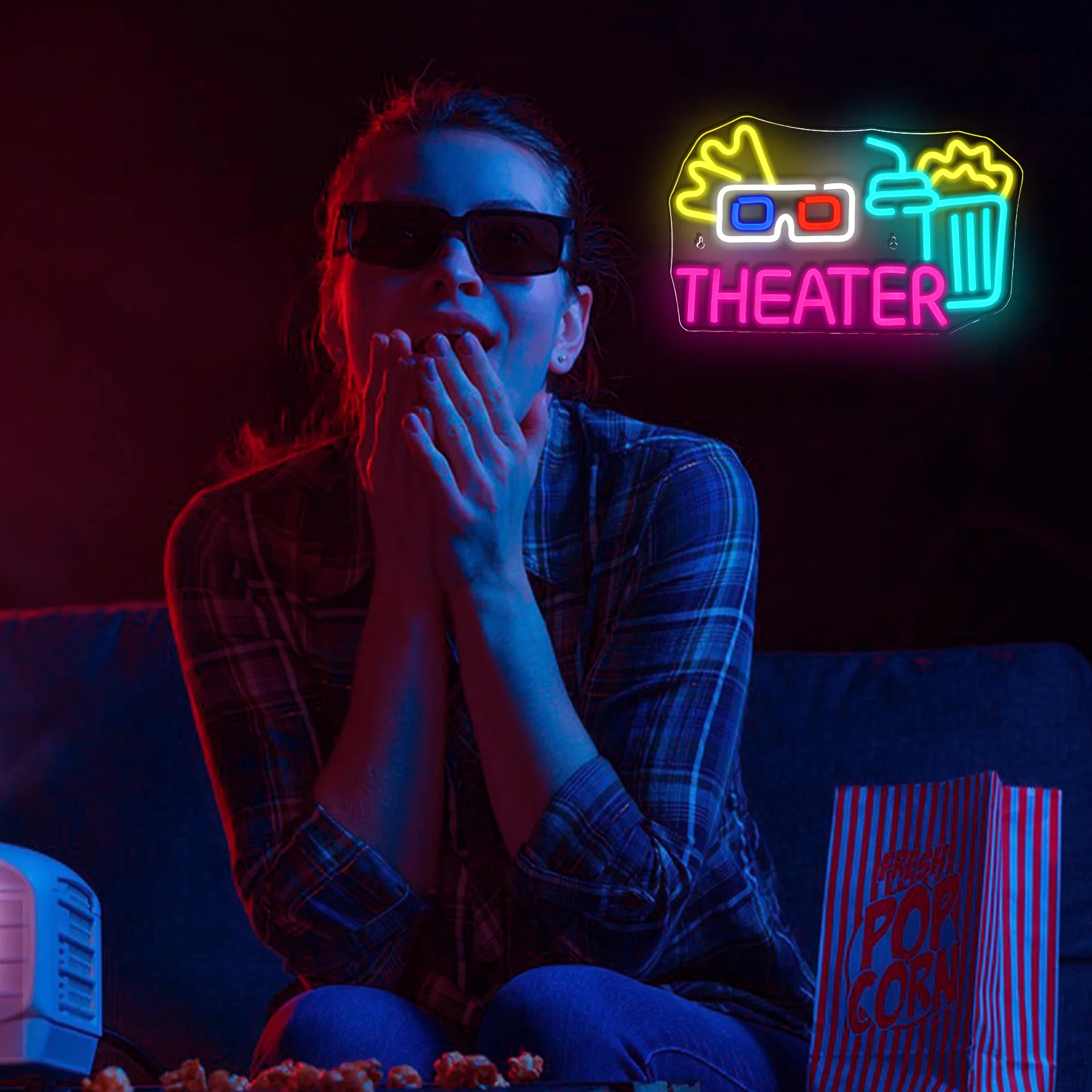 Theater Neon Signs Custom For Wall Decor Cinema For Theater Light Up Sign For Film Room Party Movie Night Decor Present Light