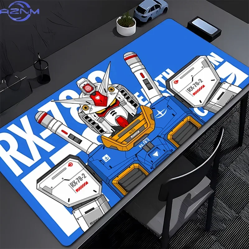 Gundam Exia Anime Mouse Pad, Rubber Non Slip Gaming Desk Mat, Blue Background Mecha HD Print Mouse Pad, Smooth Surface for Gamin