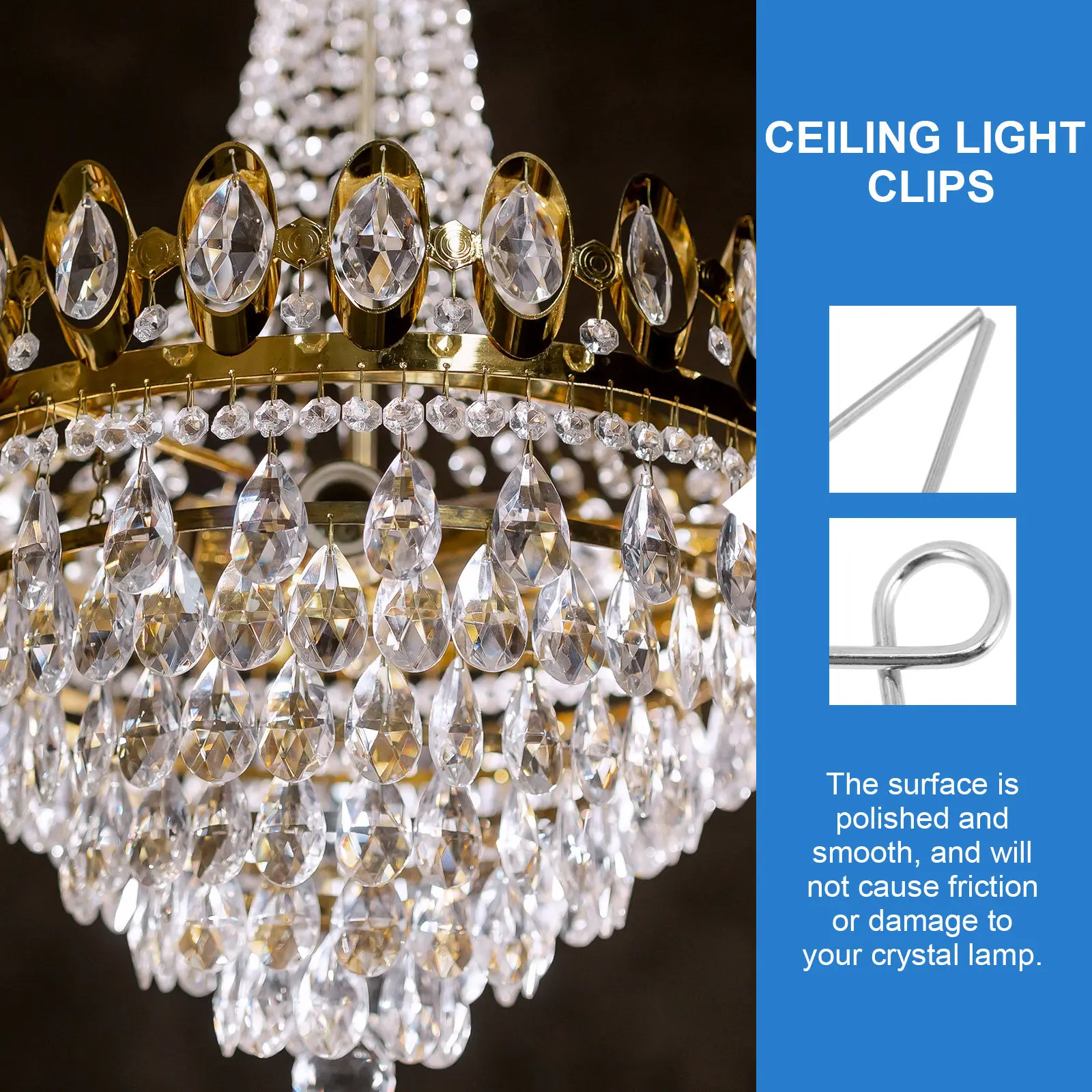 1Set Fish Tail Fork Crystal Connector Premium Electroplated Metal Chandelier Pendant Holder Easy Install Decorative Lighting
