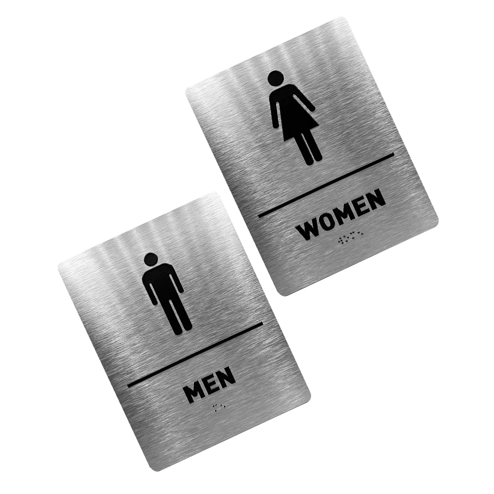 

1 set Braille Bathroom Signs Raised Tactile Elements Waterproof Easy Installation Office Restaurant Commercial Space