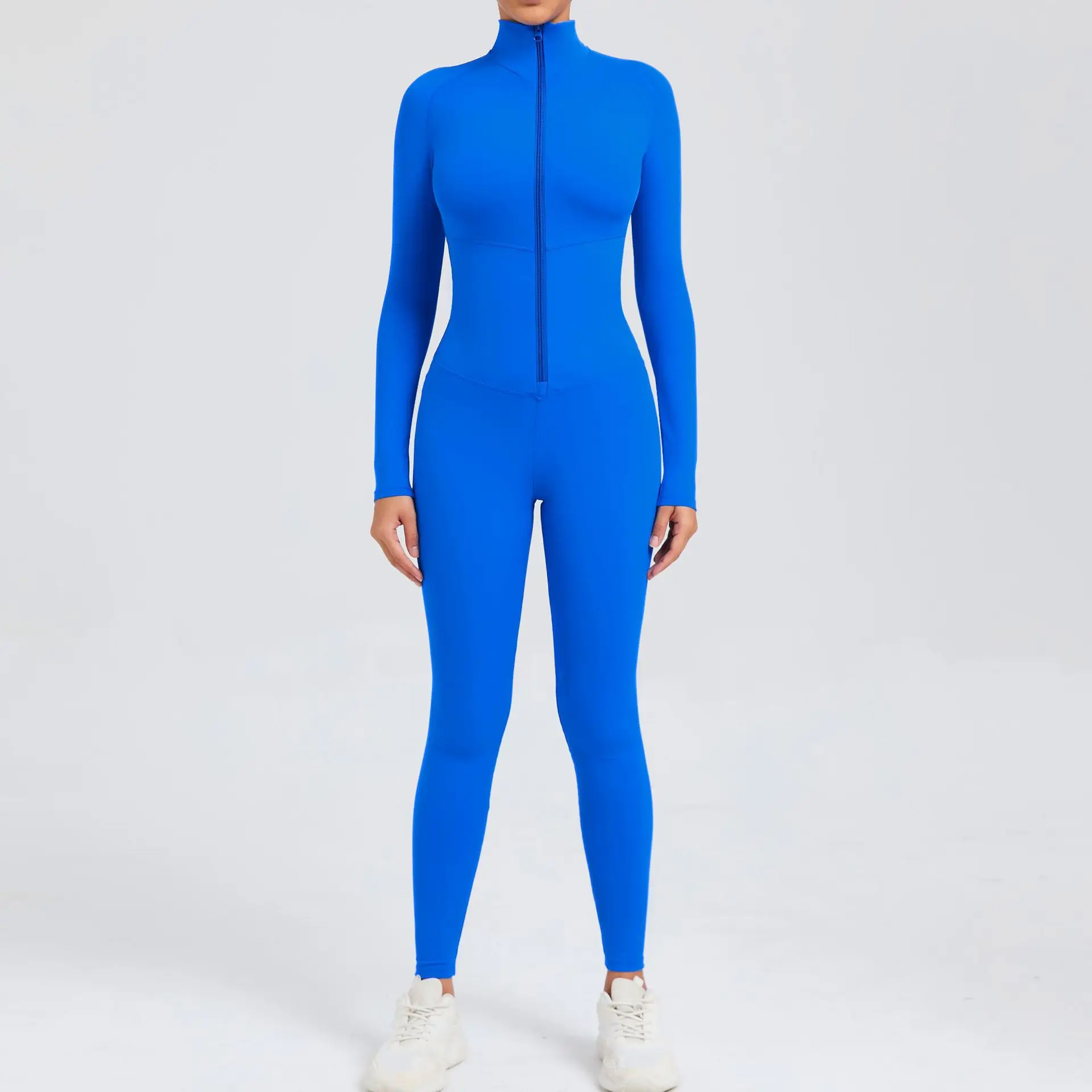 

Gym Zipper Jumpsuits Workout High-intensity Fitness One-piece Skin-tight Garment Yoga Boilersuit Long Sleeved Women's Sportswea