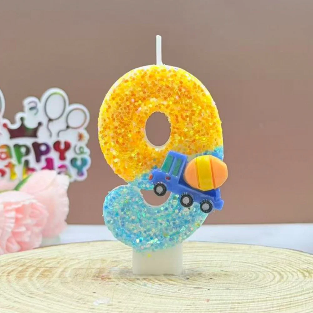 New 0-9 Number Birthday Candles Original Two Color Truck Birthday Cake Digital Party Anniversary Candle