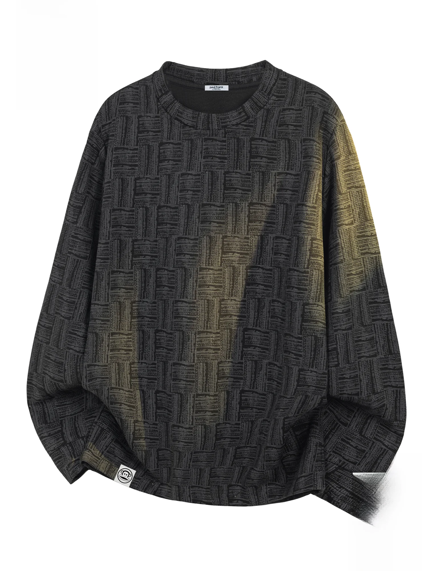 

Long Sve round Ne T-irt Men's Spring Casual Plaid Loose Top Comfortable Elastic Fiber Polyester Spring Faion