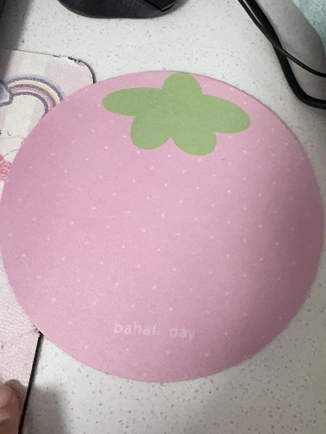 Original Pink Strawberry Polka Dots Round Rubber Cute Kawaii Girly Small Mouse Pads Anti Slip for Laptop Keyboard Dorm Student