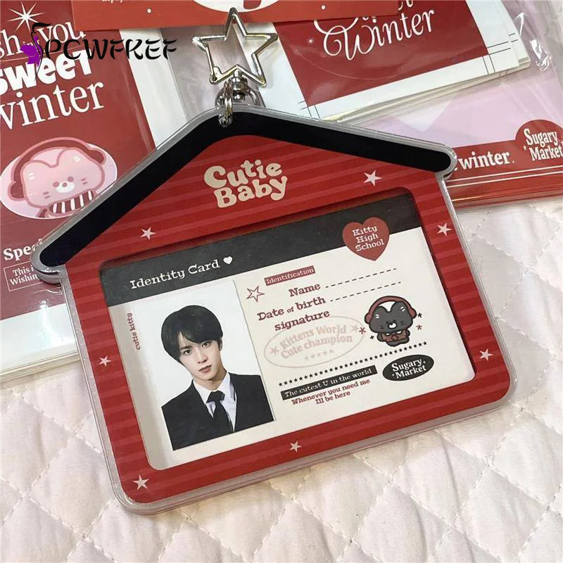 Acrylic INS Style Portable Mini Three-Inch Card Holder Idol Photo Storage Keychain Pendant Bag Charm
