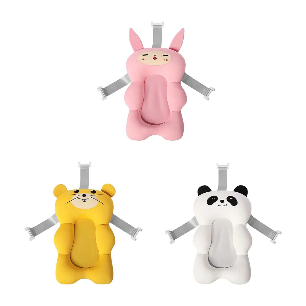 Almofada de banho portátil e dobrável, conforto macio para o tempo de banho do bebê, travesseiro de banho antiderrapante branco