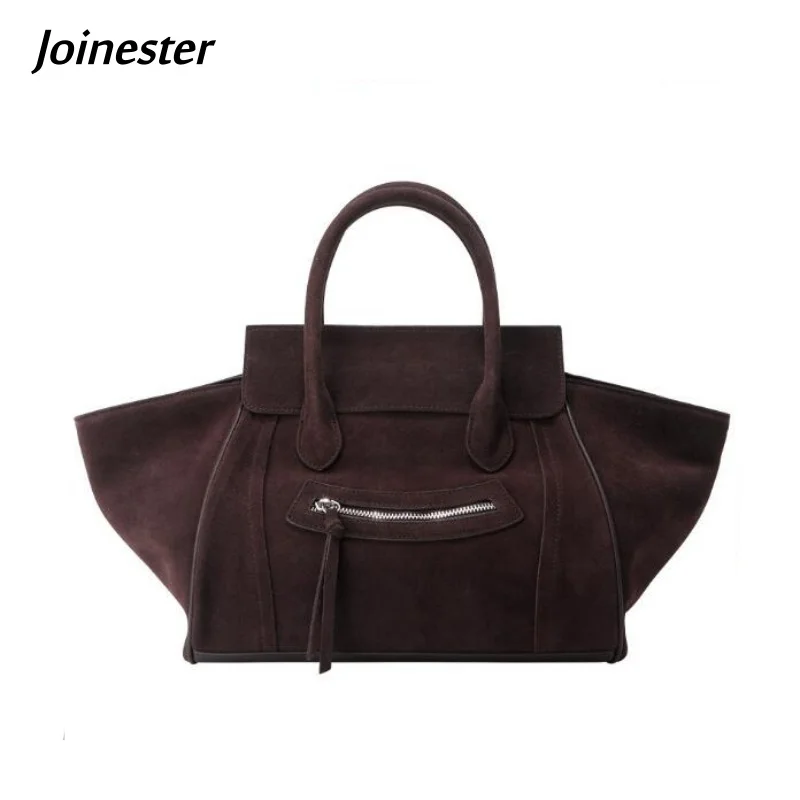 

Повседневная сумка из коровьей замши, универсальная большая сумка-тоут для женщин, однотонная дорожная сумка на плечо, модные сумки через плечо