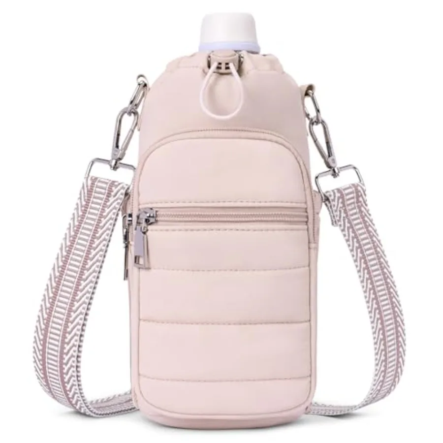 

Water Bottle Bag 40 oz Crossbody Holder for Walking Hiking Insulated Carrier Purse with Adjustable Strap