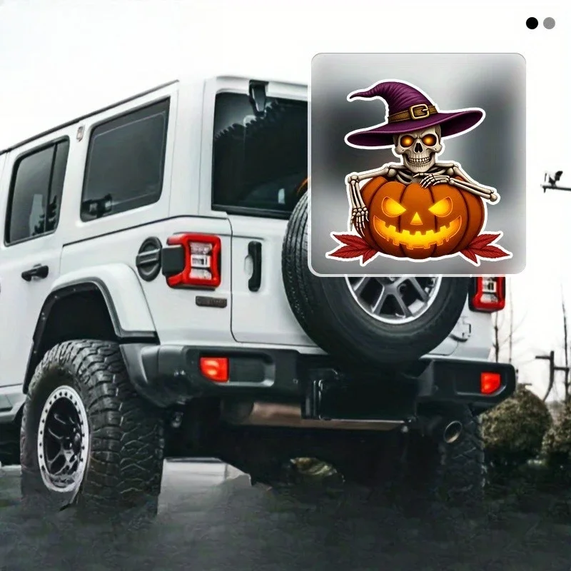 1PC 눈길을 끄는 마녀 해골 및 호박 데칼 - 노트북, 휴대폰, 배낭용 방수 비닐 독특한 스티커