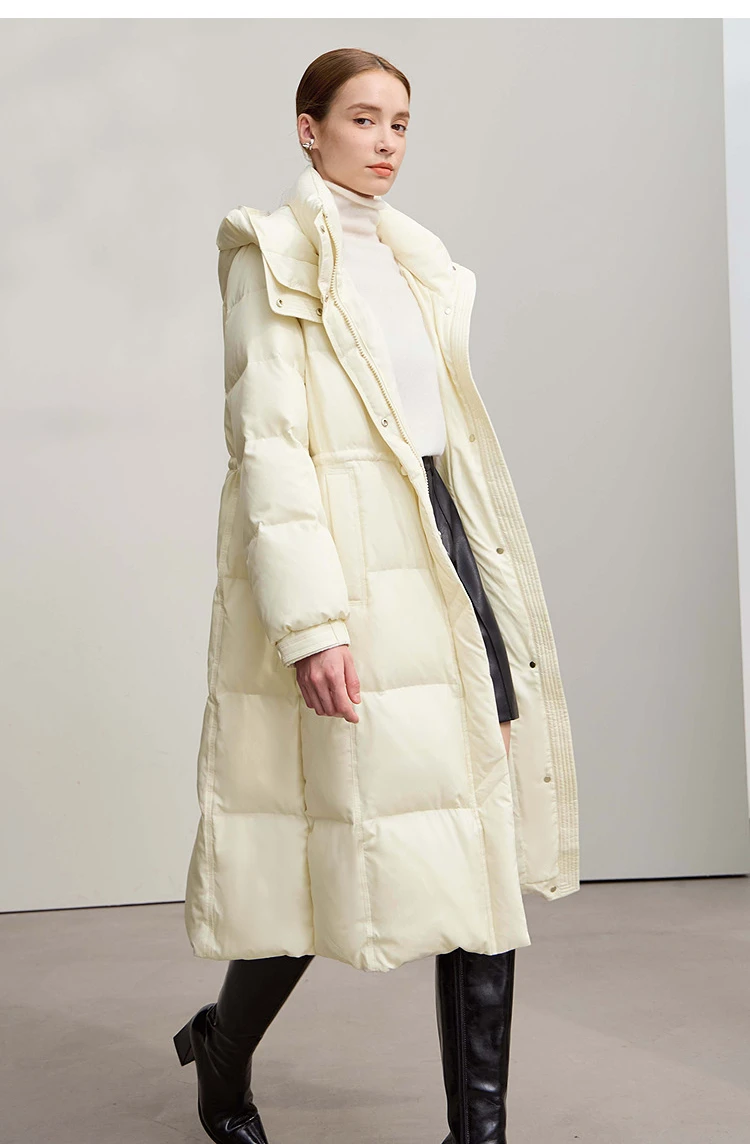 AMII Down Jacket 2025 Winter New Casual Warm Solid Color Hooded Straight Long Down Coat Zipper Long Sleeves Women's Top 12544149