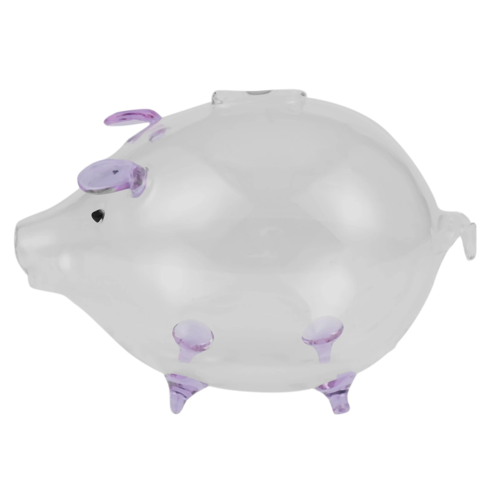 Pig Piggy Bank Money Boxes Coin Saving Box Cute Transparent Glass Souvenir Birthday Gift For Children Kids-Purple