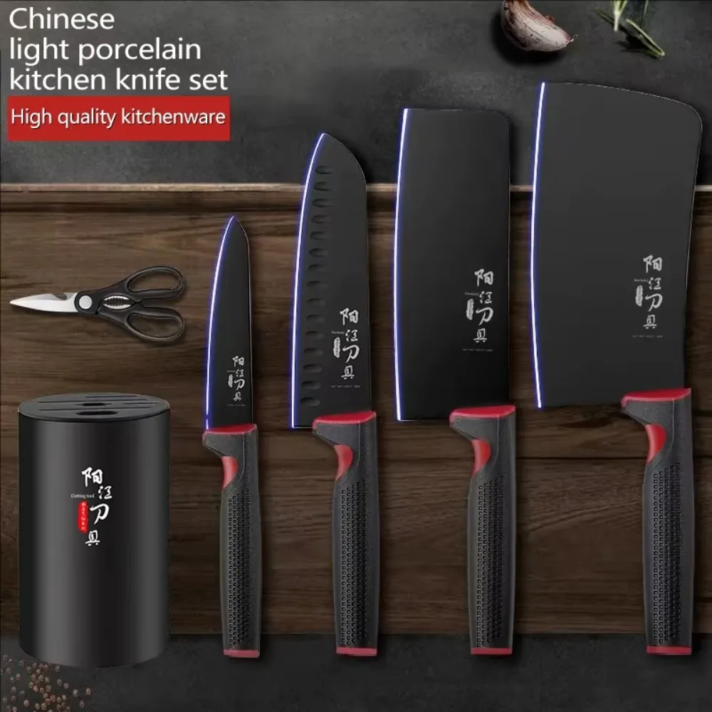 New 7-Piece Professional Chef Knife Set with Storage Block - Stainless Steel Cleaver, Boning & Utility Knives for Kitchen & Home