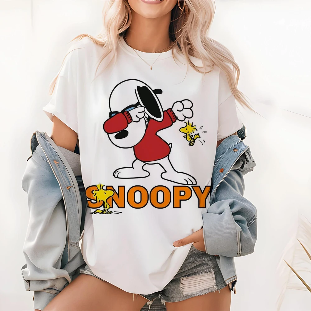 

Snoopy T-Shirt Women Snoopy Print Cartoon Harajuku Feamle T shirts Casual Tops Short Sleeves Tees Women Clothing Y2K