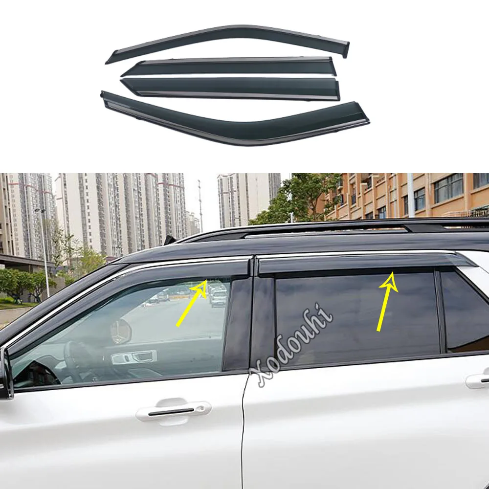 

For Ford Explorer U625 2019 2020 2021 Car Body Styling Stick Lamp Plastic Window Glass Wind Visor Rain/Sun Guard Vent Moulding