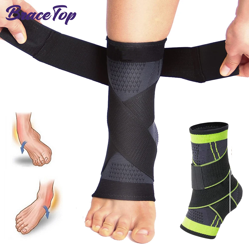 

BraceTop 1 PC Sports Ankle Brace Compression Strap Sleeves Support 3D Weave Elastic Bandage Foot Protective Gear Gym Fitness New