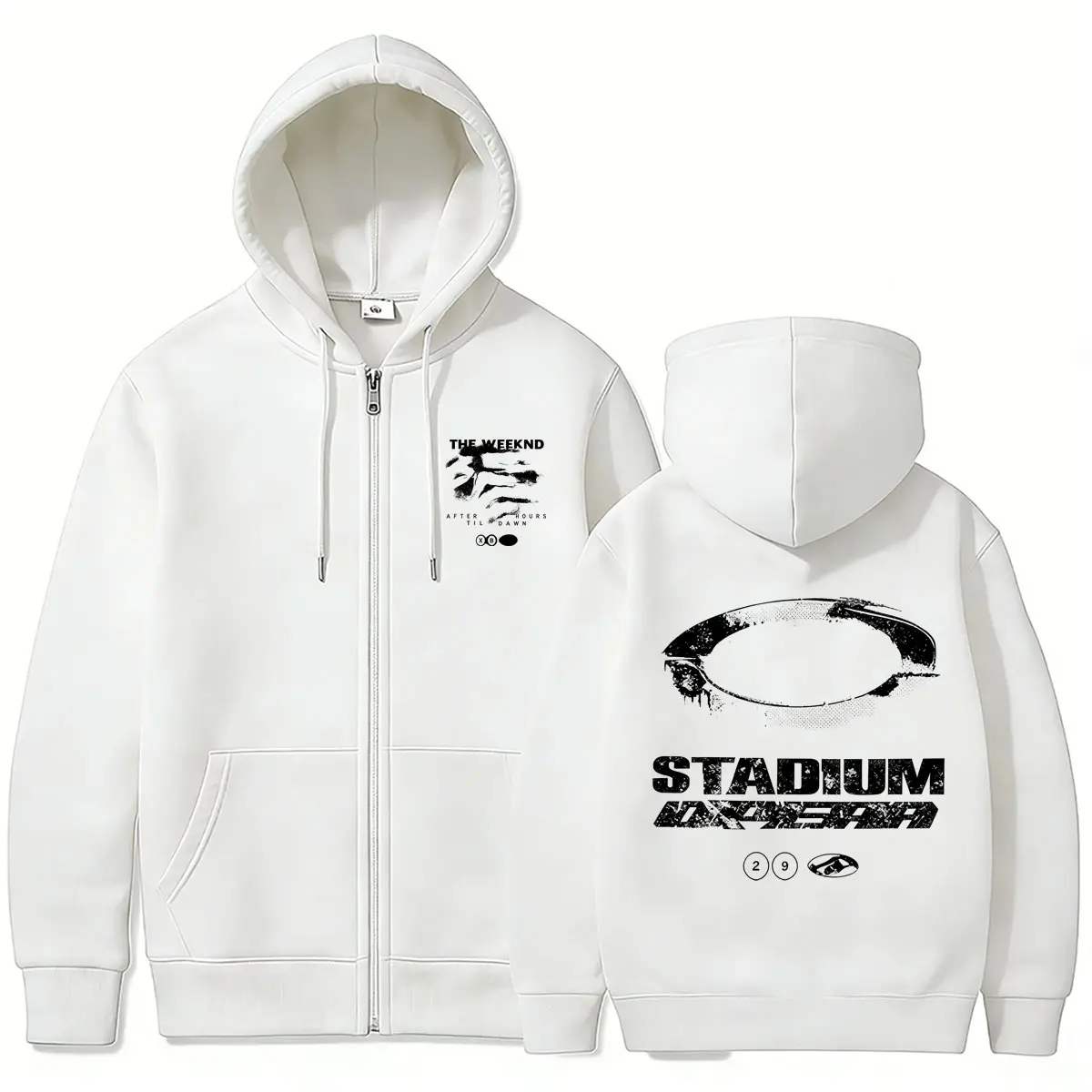 Rapper The Weeknd Face Graphic Zipper Hoodie After Hours Til Dawn Tour 2026 Zip Up Jacket Men Women Hip Hop Fashion Streetwear