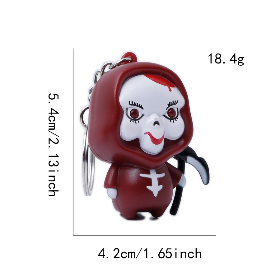 Halloween Grim Reaper Keychain Light-Up Sound Skull Pendant Ghost Laugh Red Eyes Flash Backpack Charm Halloween Party Favor Gift