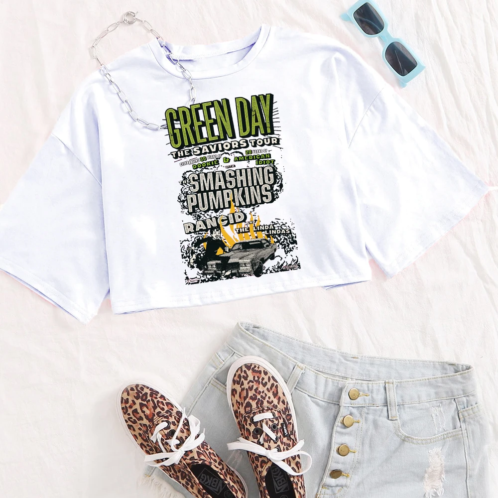 Green Day savors Band camicie donna Crop Top traspirante Streetwear abbigliamento Fashion Top