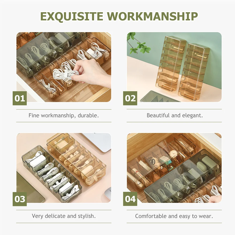 Caja de almacenamiento de cables de datos, organizador translúcido de 8 ranuras para cables Usb, auriculares, accesorios electrónicos