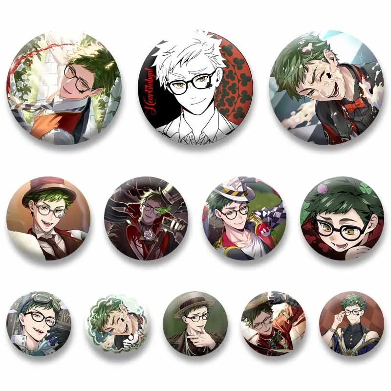 Adventure Game TWST Trey Clover Coin Badge Cartoon Character Enamel Pins Custom Round Brooch Backpack Hat Jewelry Accessory Gift