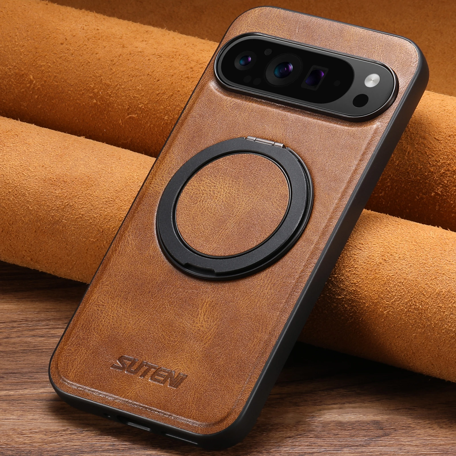 

360 Rotating Magnetic Kickstand Waxed Grain Leather Phone Case for Google 10 Pro XL 9A 9 8A 8 7A 7 Shockproof For Magsafe Cover