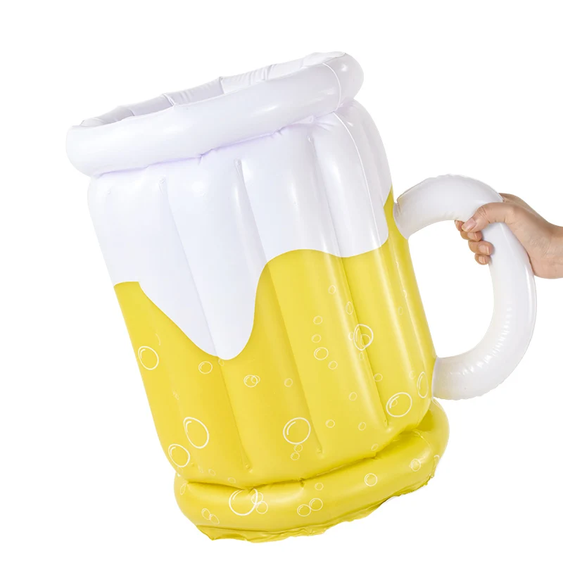 1Pc Large Inflatable Beer Mug Ice Bucket Pvc Beer Drink Cooler Bucket Summer Beach Pool Party Decorations For Home