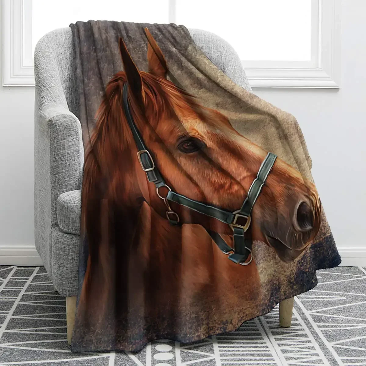 Galloping Horse Blanket Cowgirl Cowboy Western Soft Warm Print Throw Blanket for Couch Bed Chair Office Sofa Birthday Gifts