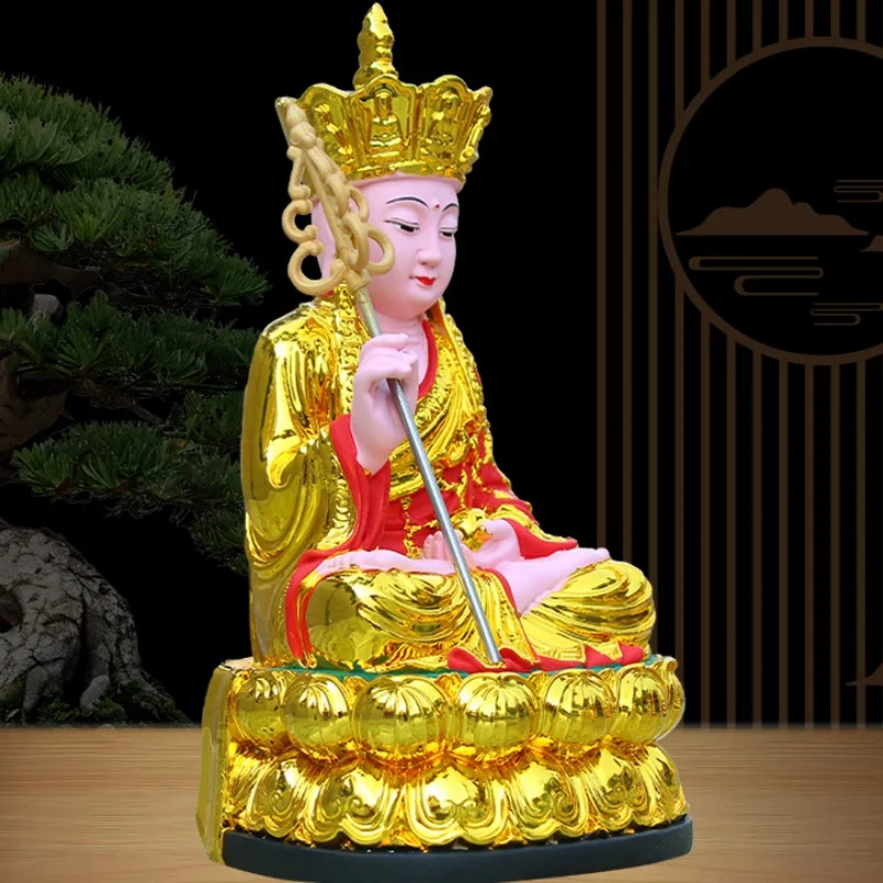 Exquisite Paintings resin carved Ksitigarbha Bodhisattva Buddha statue home temple offering Feng Shui auspicious Decoration