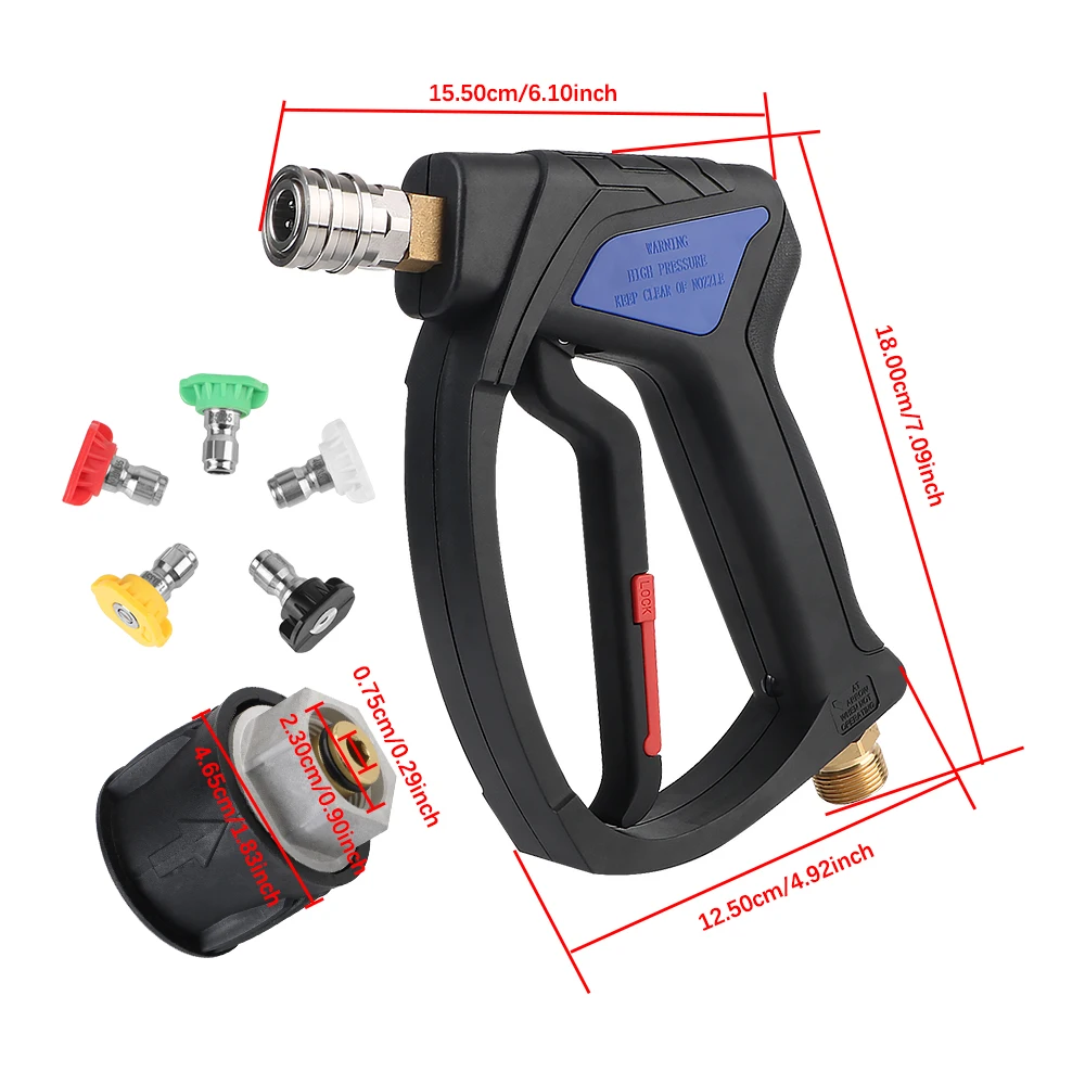 محول مقبس M22 مقاس 14 مم لكارشر مع 5 فوهات رش الصابون 28Mpa 4080Psi آلة غسل سيارات انس جيت جهاز تنظيف يعمل بالضغط العالي #2