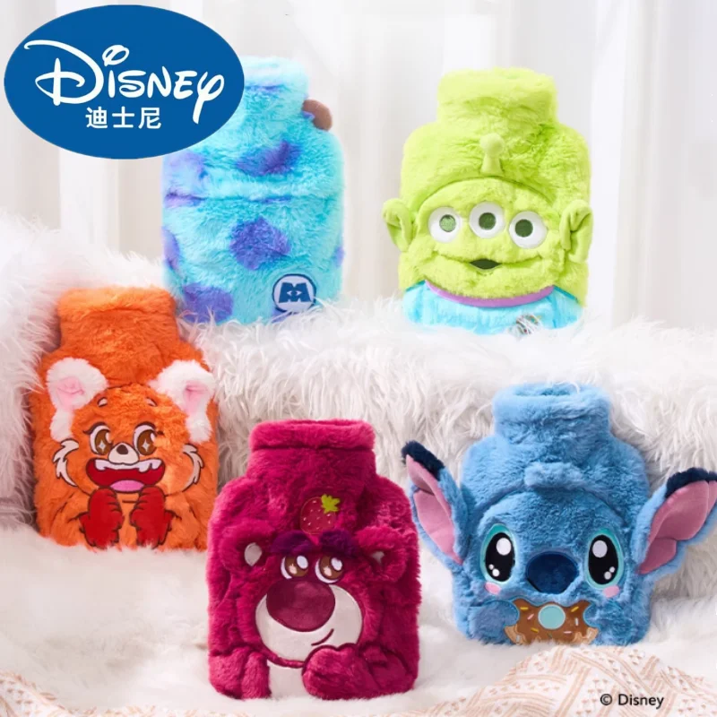 Disney Genuine 2-in-1 Strawberry Bear Stitch Sullivan Three Eyed Cub Plush Set Hot Water Bag Warming Hand Treasure Christmas Toy