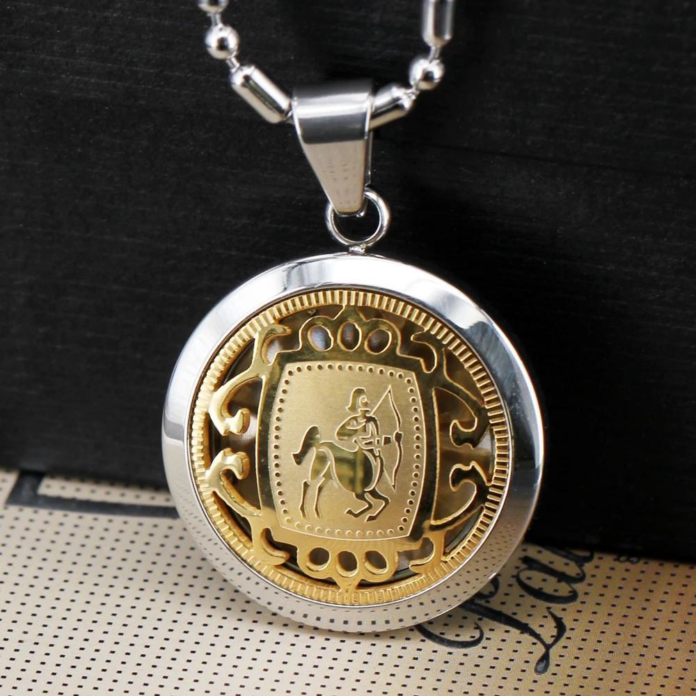 Sam panda  Gold Inlaid Zodiac Suspension Neckalce Astrology Symbol Medal & 22