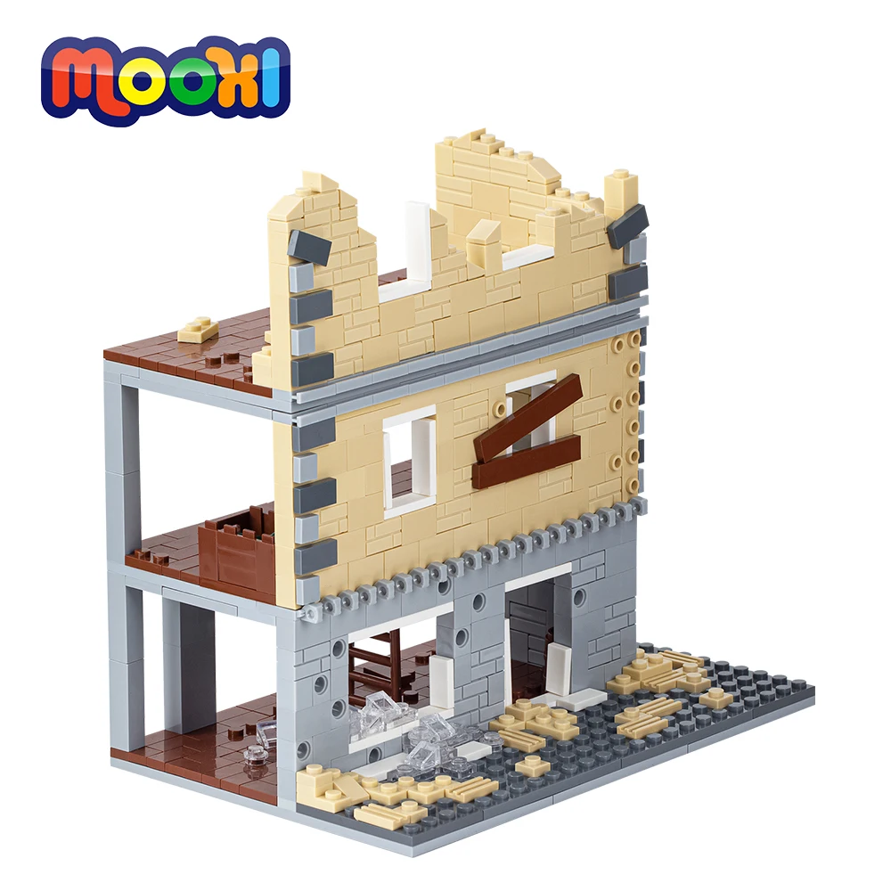 MOC5002 WWII Military War Ruin Brick Compatible Figure Building Block Educational Toy For Children Festival Birthday Gift Friend