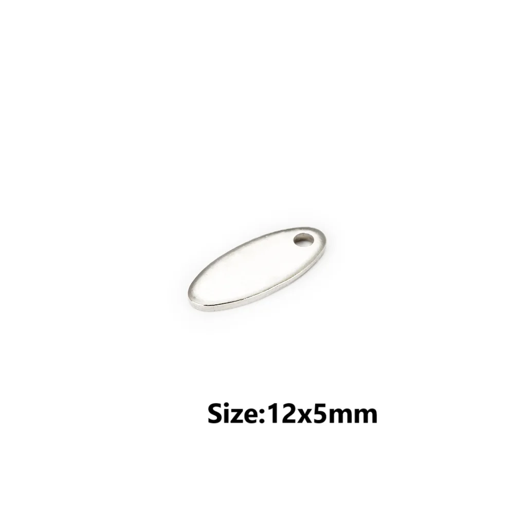MaiLun 50 Stück Etch gravierte Logo-Tags, individuelles Logo, Metall geprägte Logo-Charms, Edelstahl, ovale Tags, Schmuckherstellung, Zubehör – Detail 1