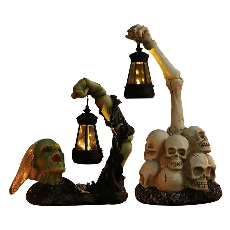 Skeleton Bedside Lamp Skull Ornaments Skull Night Light Ornaments Desk Table Lamp Atmosphere Lamp Fish Tank Display Window For