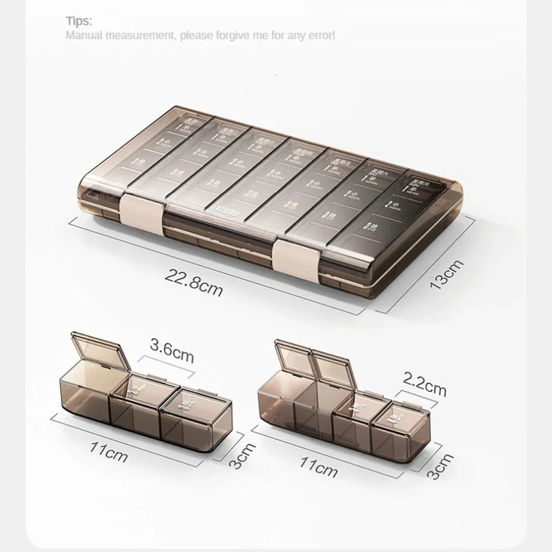 علبة حبوب منع الحمل أسبوعية 7 أيام تصميم ملون قابل للتكديس 3/4 مرة في اليوم موزع تخزين الأدوية/صندوق منظم حبوب البلاستيك