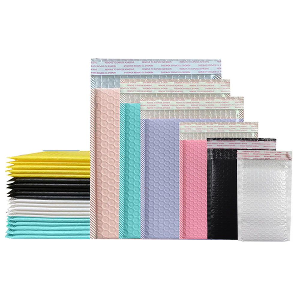30 ชิ้น/ล็อตที่มีสีสันพิมพ์ธุรกิจ Bubble Mailer กระเป๋าบรรจุภัณฑ์ของขวัญจัดส่งซองจดหมายฟองพลาสติกเบาะซอง Self Seal