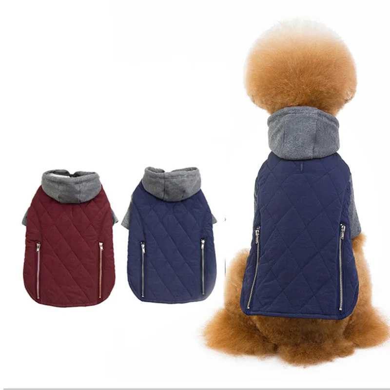 

New Autumn and Winter Pet Cotton Coat Diamond Plus Cotton Dog Cotton Coat Zipper Decoration Pet Dog Clothes Teddy Dog Clothes