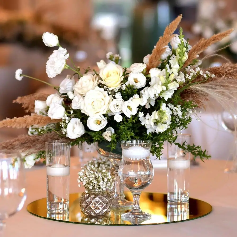 10/15/20/25/30CM Round Square Acrylic Mirror Wedding Party Table Centerpiece Mirror Tray Wall Decoration Bathroom Mirror Sticker