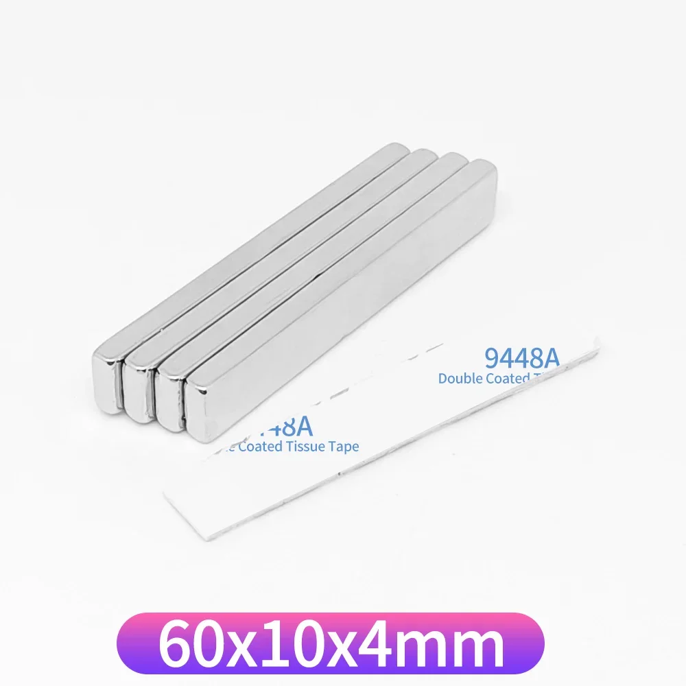 60x10x4mm Block Strong Powerful Magnets With Self - Adhesive Tape 60*10*4 For Fridge DIY Building Scientific Craft 60x10x4