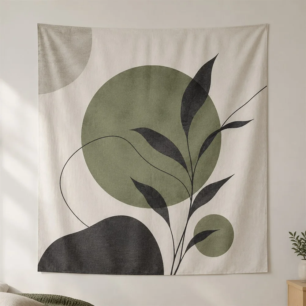VIKAMA Single Focal Circle Clustered Groups Tapestry Wall Hanging, Modern Wall Art Tapestries for Living Room Bedroom Kids Room