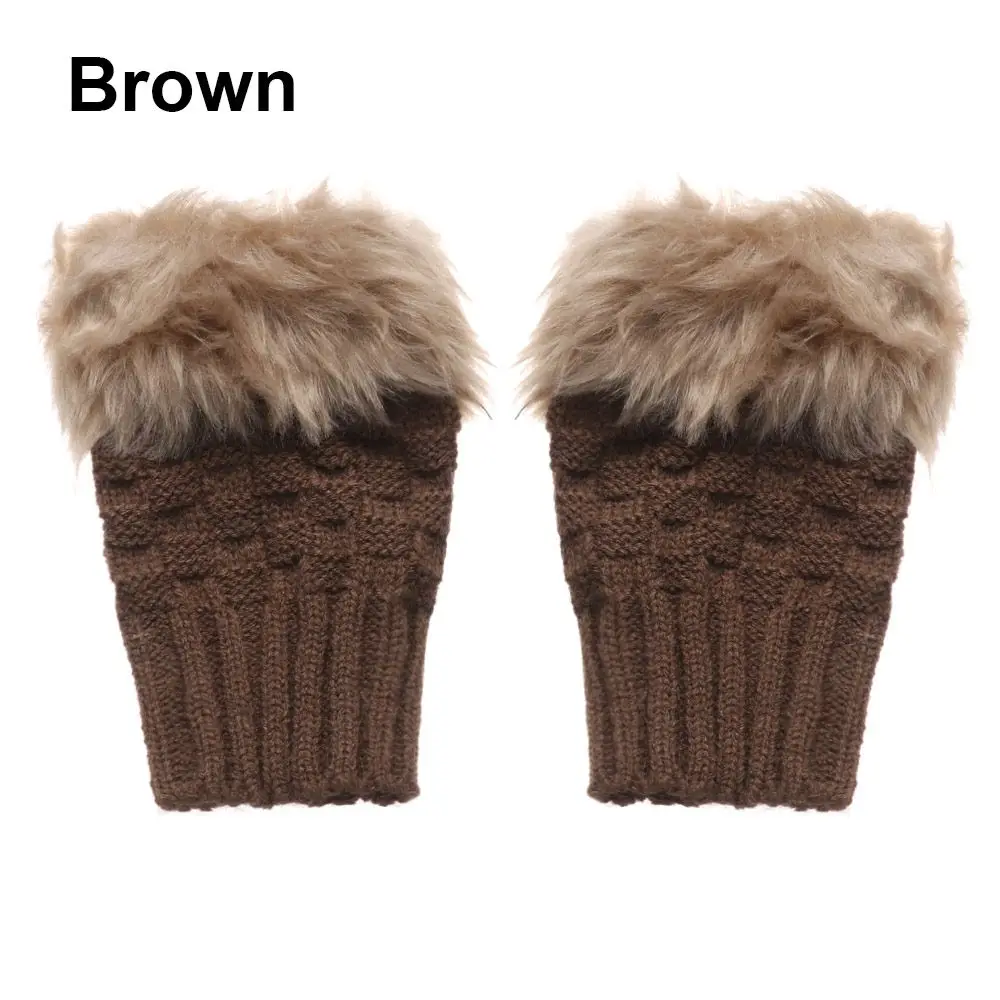 

Зимние теплые вязаные перчатки с половиной пальца, теплые варежки, перчатки из искусственной кроличьей шерсти, утепленные