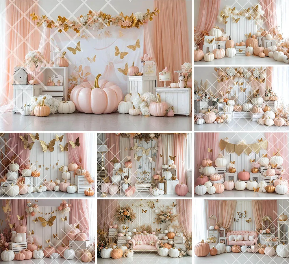 Мехофонд фон для фотосъемки тыква осень бабочка цветочный детский день рождения торт Smash портретный декор фон для фотостудии