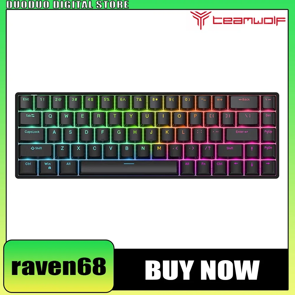 Teamwolf RAVEN68 Magnetic Switch Keyboard 8K RGB Quick Trigger Hot Swap Wired Gaming Keyboard Valorant Gamer Pc Accessory