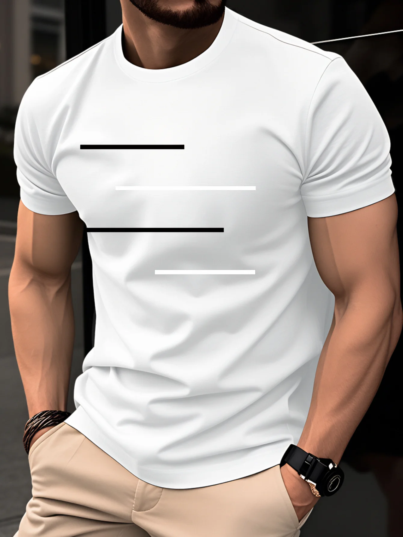 2026 Casual Men's Short Sleeve T-shirts Clothing Outdoor Summer Men's T-shirts Tops Simple Stripe Print T Shirts For Men 6XL