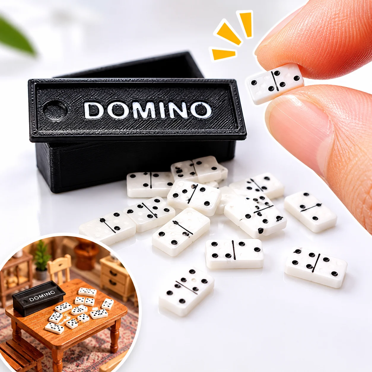 

28PCS Mini Dominoes Set Black Domino Model Simulation Dollhouse Miniature Micro Scene DIY Accessories Boxed Prop Decoration